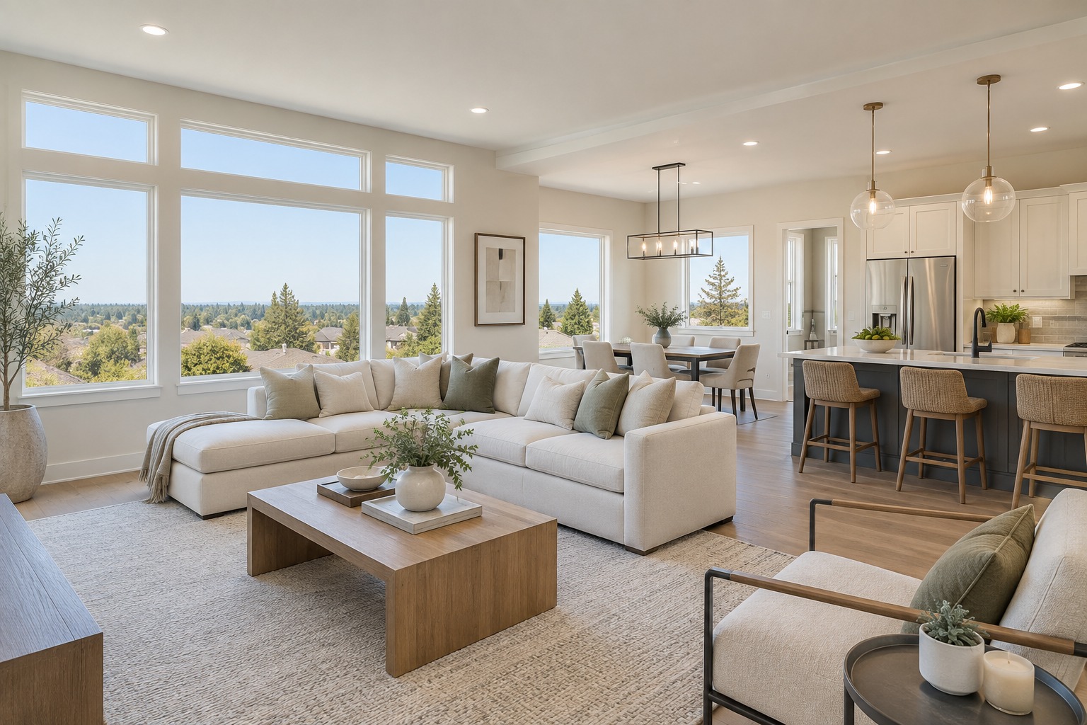 A bright living room, illustrative